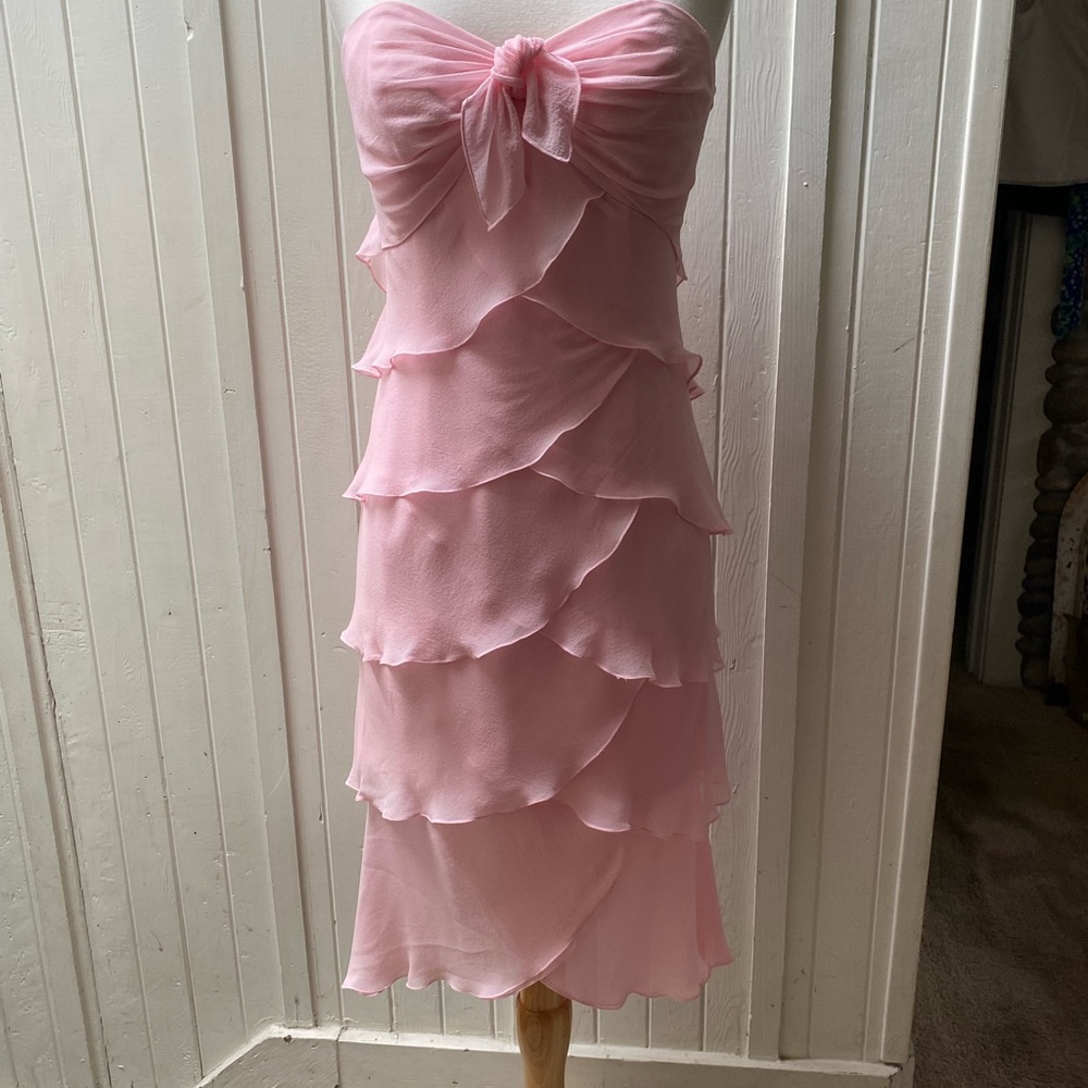 Pink Strapless Ruffle Dress